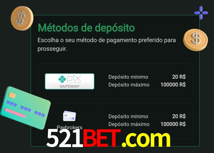 O cassino 521bet.com oferece uma grande variedade de métodos de pagamento
